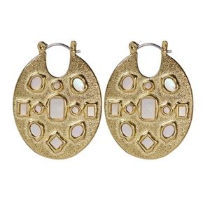 LUV AJ Mother of Pearl Gold Mosaic Hoops